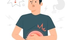 Молодой человек с проблемами желудка. Иллюстрация /freepik