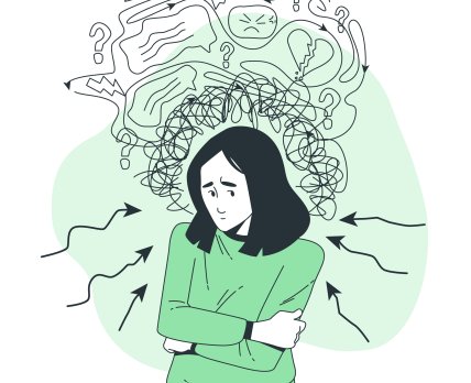 Молодая женщина в состоянии стресса. Концептуальная иллюстрация /freepik