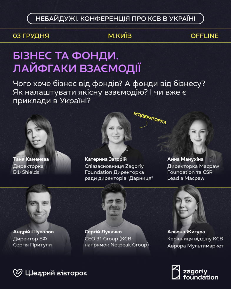 Zagoriy Foundation організовує конференцію «Небайдужі» про корпоративну соціальну відповідальність бізнесу під час війни